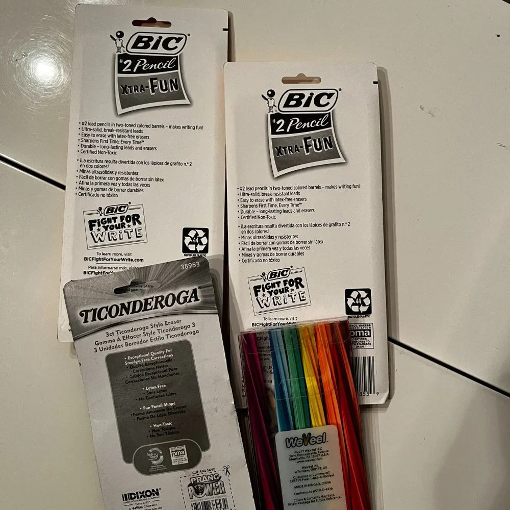 Bic Pencils and‎ Novelty Erasers (Mixed Lot / New / home /x)